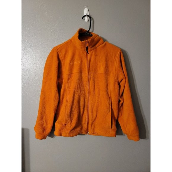 Columbia Orange Fleece Full  Zip Jacket Youth Size 14-16 Zip Pockets - Picture 1 of 6